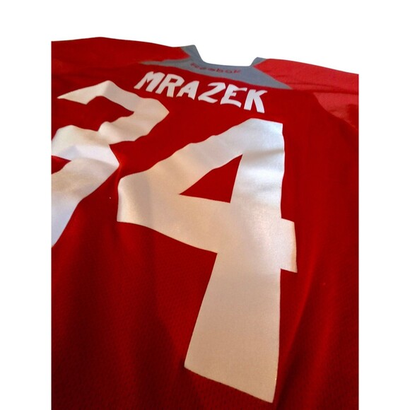 Detroit Red Wings Jersey Red Gray Mrazek #34 NHL Reebok XL - Picture 3 of 6
